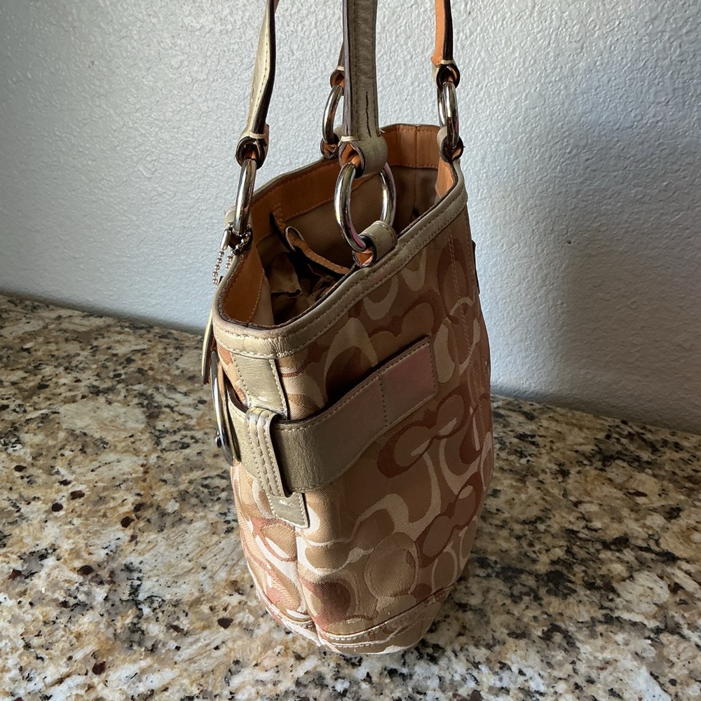 Coach Optic Metallica Gold and Tan Handbag - Picture 7 of 7